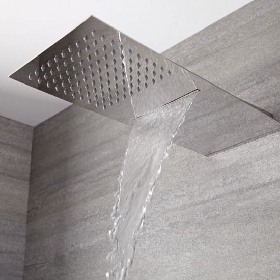 Soffione Rettangolare Ultrasottile Slimline 500mm x 200mm Effetto Pioggia e Cascata