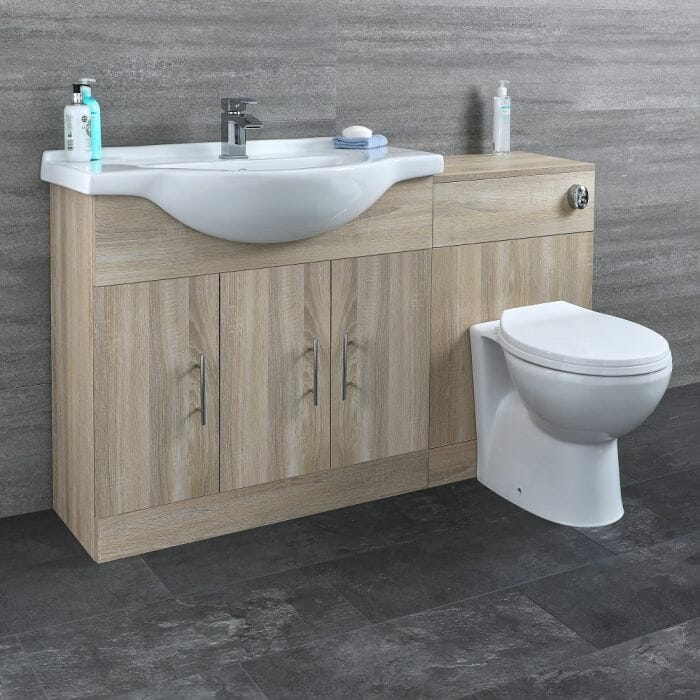 mobile rovere con lavabo e sanitario integrato mobili bagno