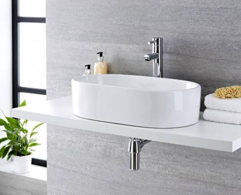 Lavabo del Bagno da Appoggio in Ceramica di forma ovale