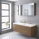Mobile bagno sospeso doppio di colore rovere e dimensioni 1440 x 510 x 550 mm con lavabo integrato