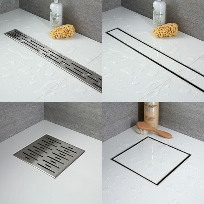 Kit Doccia Walk-In Completo di Parete Doccia Fissa Centrale Aperta con Opzione fra Diverse Canalette e Pareti - Nox