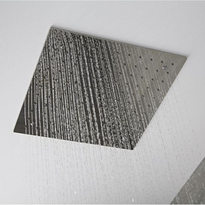 Soffione Doccia da Incasso Quadrato a Soffitto Quadrato 400 x 400mm Acciaio Inox - Trenton