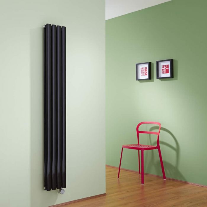 Radiatore Elettrico di Design Nero Opaco Verticale (Doppio Pannello) 