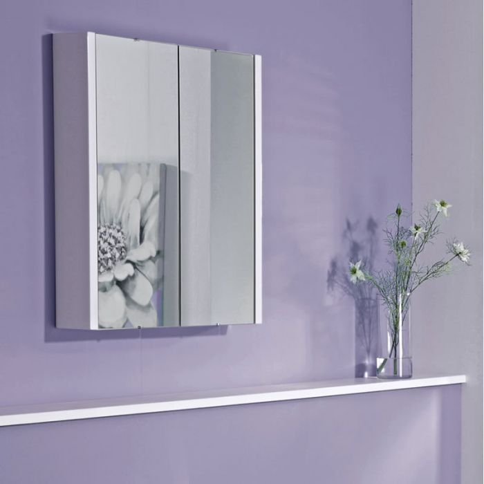 Armadietto da Bagno con Specchio, Ripiani Interni e 2 Ante 650mm x 617mm - Cluo