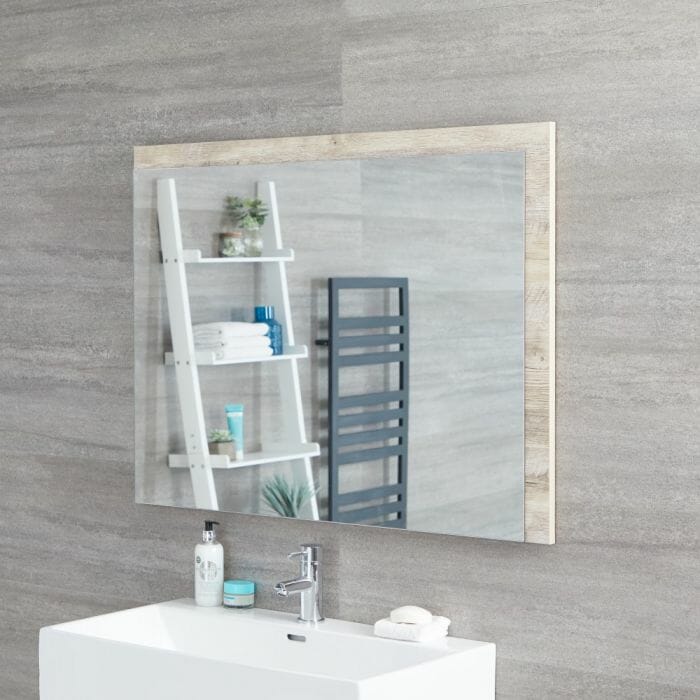 Specchio Bagno Murale 750x1000mm Colore Rovere Chiaro con Design Aperto - Hoxton