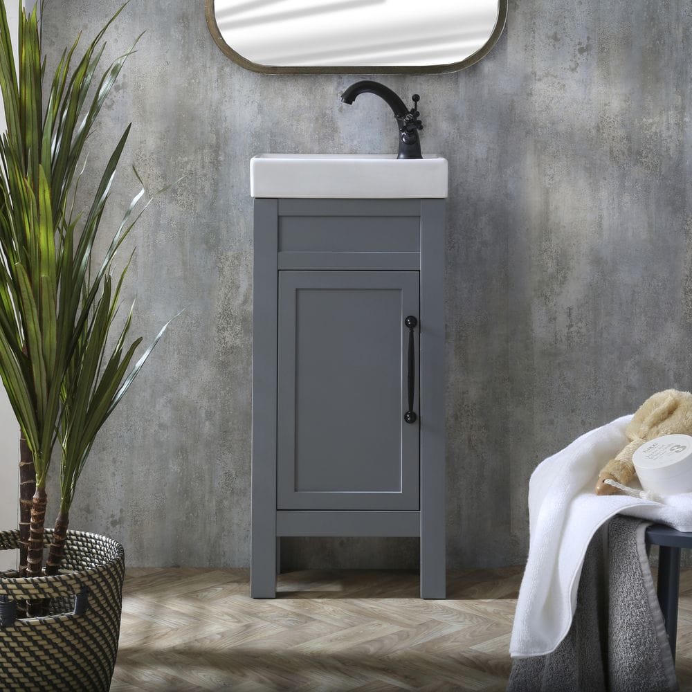 Mobile Da Bagno Tradizionale Grigio Chiaro da 400 mm con Lavabo