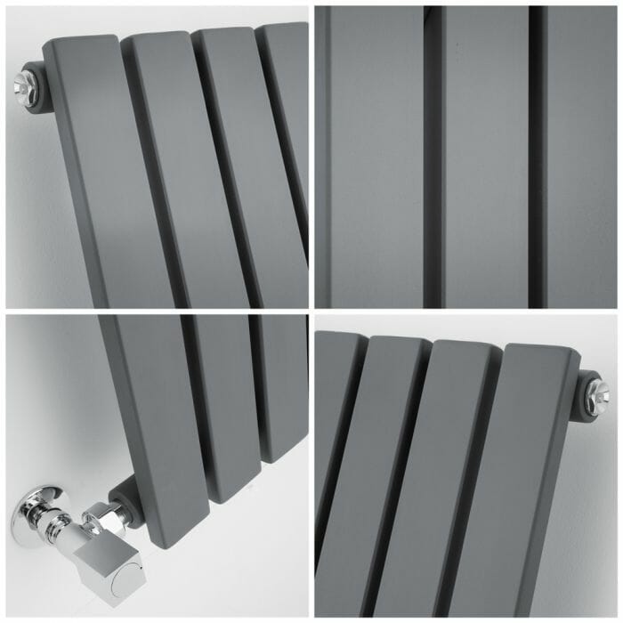 Sloane antracite dettaglio Radiatore di Design Orizzontale - Antracite - 635mm x 420mm x 54mm - 421 Watt - Sloane