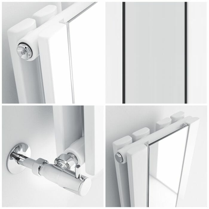 Sloane specchio dettaglio Radiatore di Design - Verticale Con Specchio - Bianco - 1600mm x 265mm - 789 Watt - Sloane