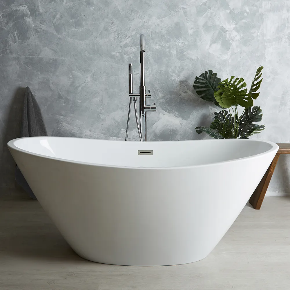 Vasca Centro Stanza Ovale con Estremità Doppia - Bianca - Stile Moderno - 1600mm x 750mm - Ashbury