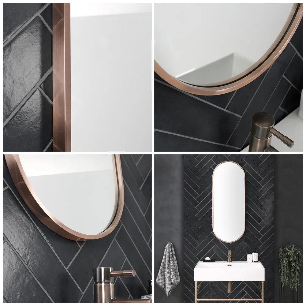 Specchio Bagno da Parete Ovale - Rame Spazzolato - 1000mm x 400mm