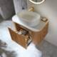 Mobile Bagno Curvo Scanalato Sospeso in Rovere